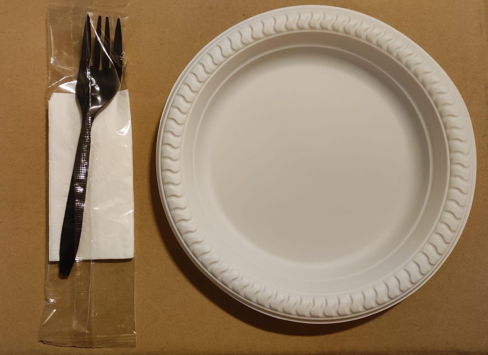 獨立包裝餐具(可降解食物碟,叉,乾紙巾)